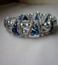 RICH BLUE, ROYAL BLUE AND SILVER RHINESTONE BRACELET.  930 - Image 3