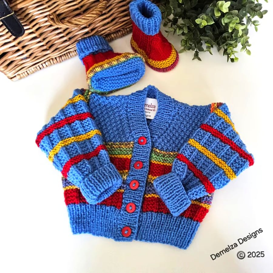 Designer Artisan Baby Cardigan & Booties Set 6-12 months 