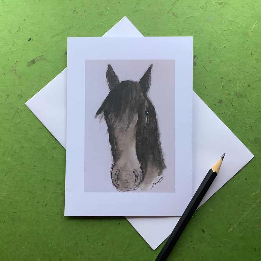 George - greeting card of horse. Blank inside.