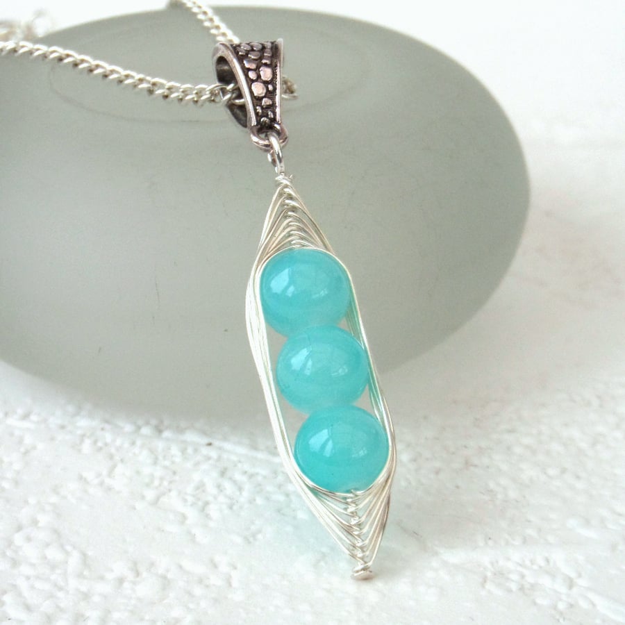 Turquoise blue 'Peas in a Pod' necklace - other sizes & colours available 