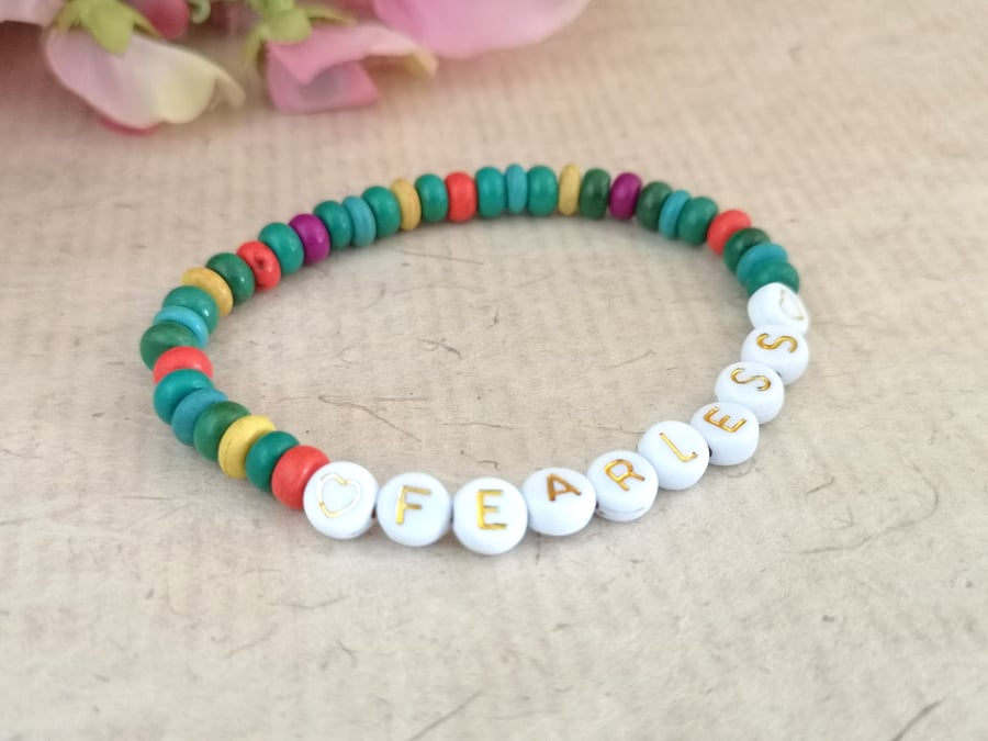 "fearless" mixed howlite stretch bracelet 