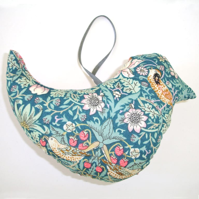 Bird Hanger Strawberry Thief Hanging Padded Decoration William Morris Green