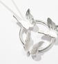 Dancing Butterflies Pendant, Handcrafted Sterling silver necklace for her - Image 2