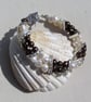 Chocolate Brown & White Freshwater Pearl Glamour Beaded Bracelet "Mocha Crush" - Image 2