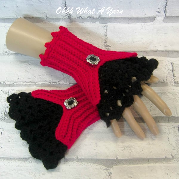 Crochet ladies Victorian style lace gloves
