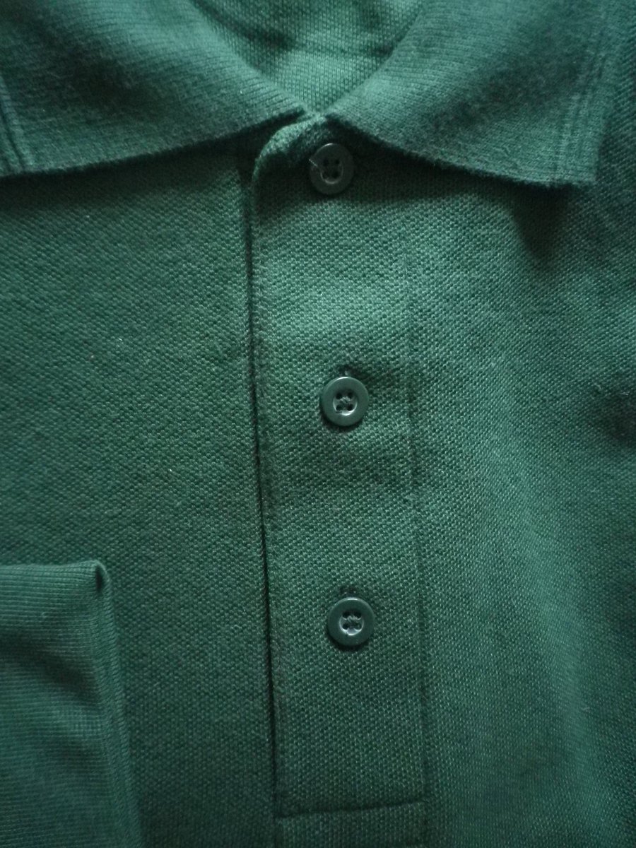 Green long sleeved polo shirt, free shipping, state choice L or XL