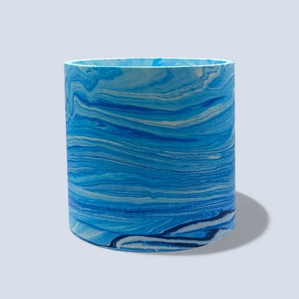  Extra Large Blue Marbled Statement Plant Pot, Handmade Indoor Planter
