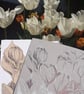 'Spring Tulips', Lino Print in Orange on Natural Lokta Paper - Image 3