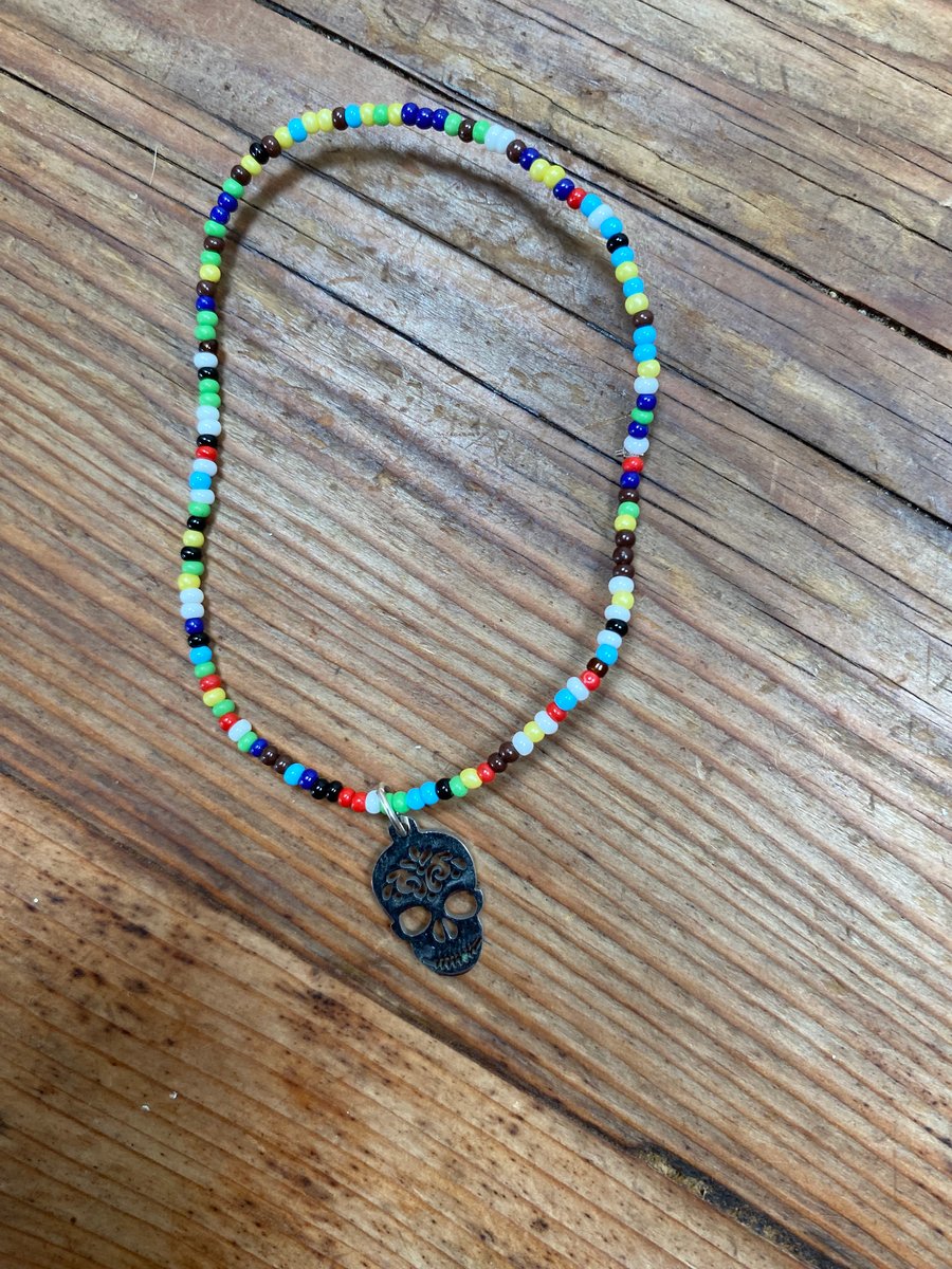 Rainbow Day of the Dead Bracelet (663)
