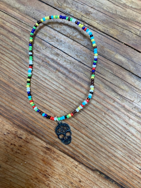 Rainbow Day of the Dead Bracelet (663)