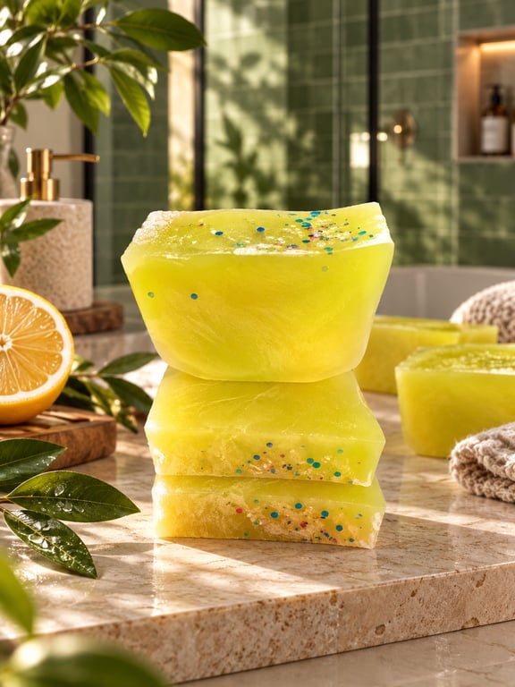 Lemon Soap Bar, Handmade Yellow Citrus Soap, Bright Colourful Soap