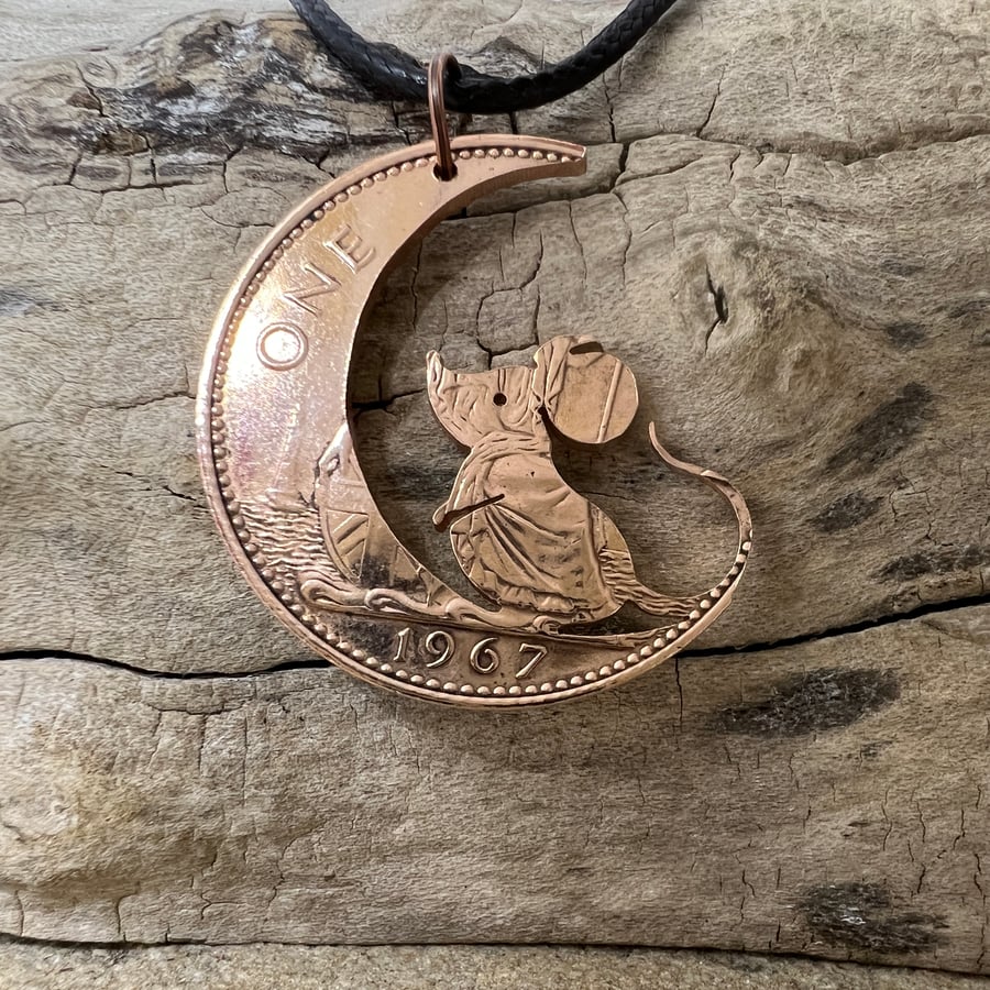 Mouse & Moon Handcut Penny Coin, Inspired By Guess How Much I Love You 