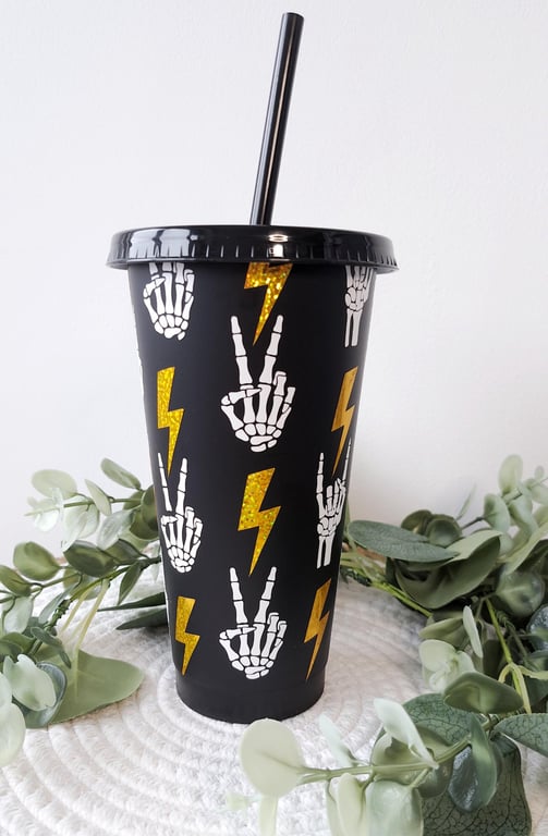 Personalised Skeleton Lightning Bolt Cold Cup 24oz 