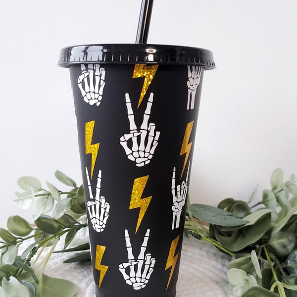 Personalised Skeleton Lightning Bolt Cold Cup 24oz 