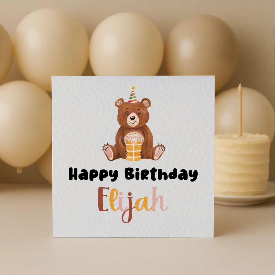   Whimsical Birthday Bear Greeting Card