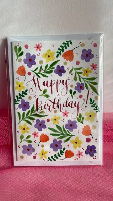 Happy Birthday Watercolour and ink card