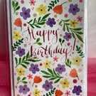 Happy Birthday Watercolour and ink card