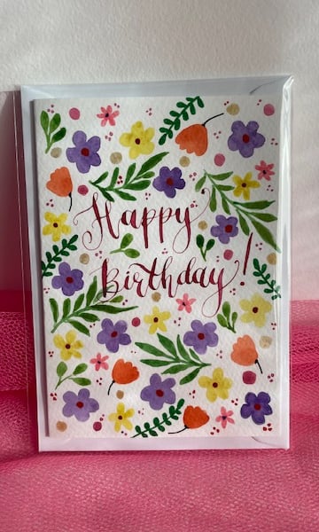 Happy Birthday Watercolour and ink card