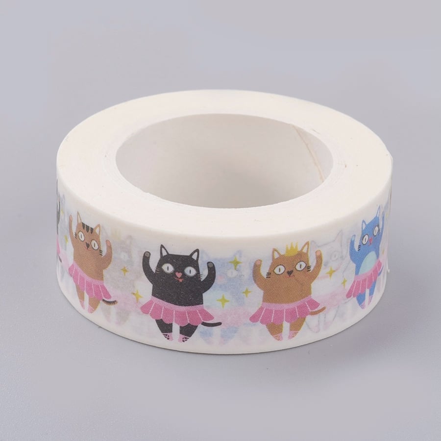 Dancing Cats Washi Tape, Ballet Cat Decorative Tape, Cards, Journals, Crafts,