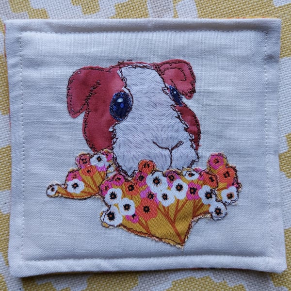 Guinea pig fabric coaster