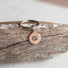 Cancer Zodiac Symbol Key Ring - Hand Stamped Copper  - 7th Anniversary Gift