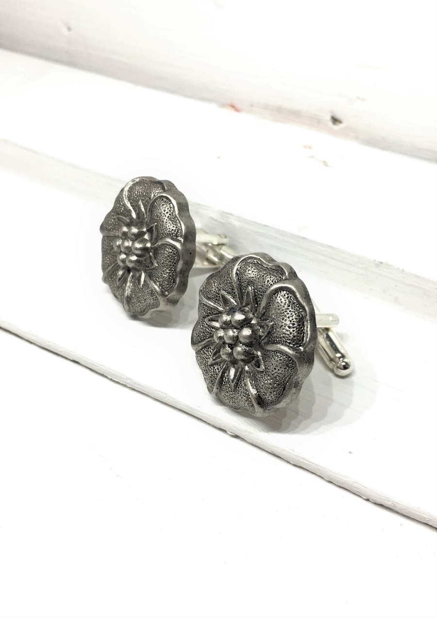 Flower Design Vintage Button Cuff links, Gift for Men, Gift for Dad,Wedding Gift