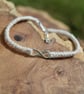 Cream Linen Bracelet with Silver Infinity, Linen Anniversary, 4th Anniversary