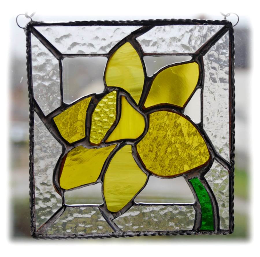 Daffodil Stained Glass Framed Suncatcher Spring Flower 018