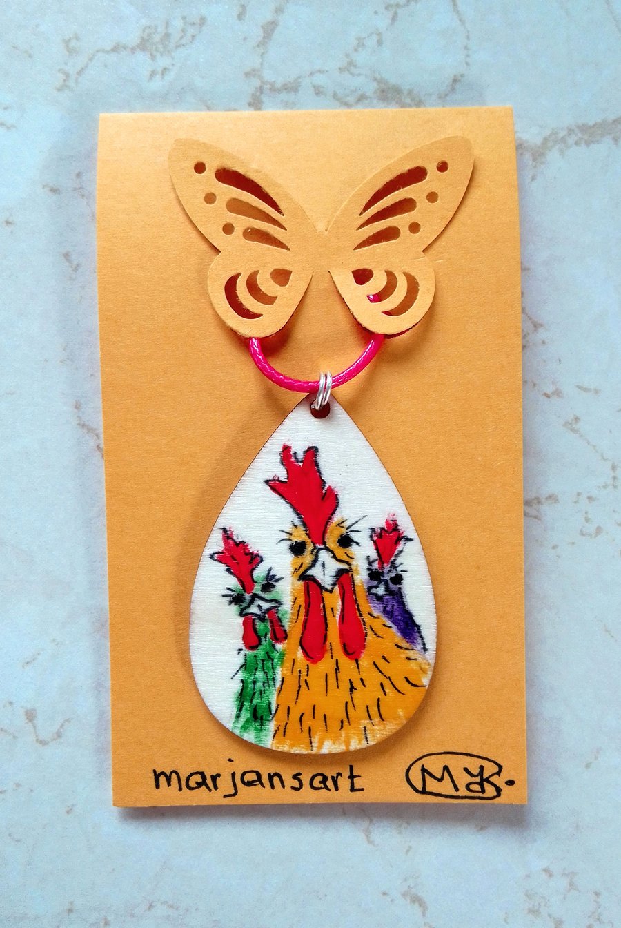 Chicken Girls pendant, necklace. 