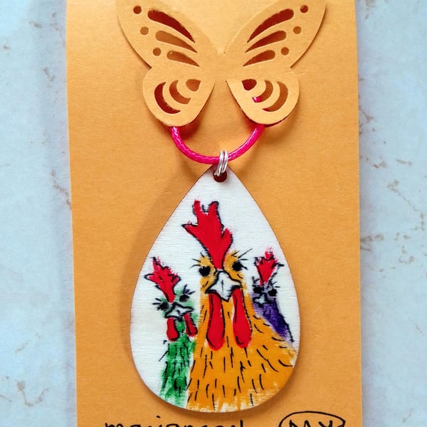 Chicken Girls pendant, necklace. 