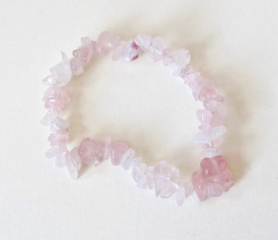 DESTASH:  Rose Quartz Chip Bracelet