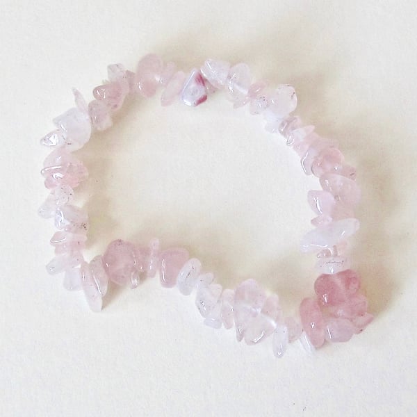 DESTASH:  Rose Quartz Chip Bracelet