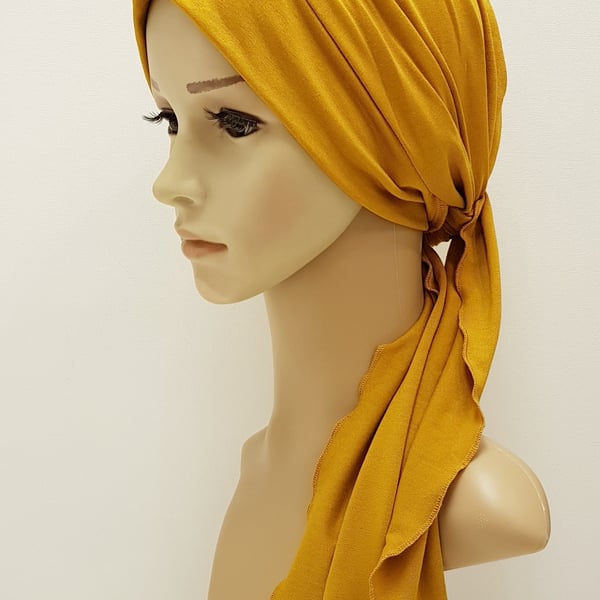 Chemo head wear, turban with ties, head snood, head scarf, tichel
