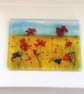 Fused Glass Poppy Meadow Art: Countryside Canvas Wall Hanging - Image 3