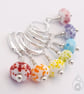 Lampwork Stitch Markers - Bright Rainbow Frit - Image 5