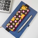 Elasticated pencil case for cover of notebook funky flowers print