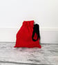 Red Cotton Fabric Drawstring Gift Bag: Reusable XS Present Wrap.