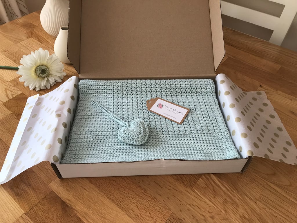 New Handmade Baby Blanket – Seafoam – Bamboo & Cotton Blend