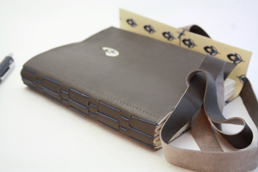 Leather Journal, Travel Journal, Blue and Brown Travel Notebook