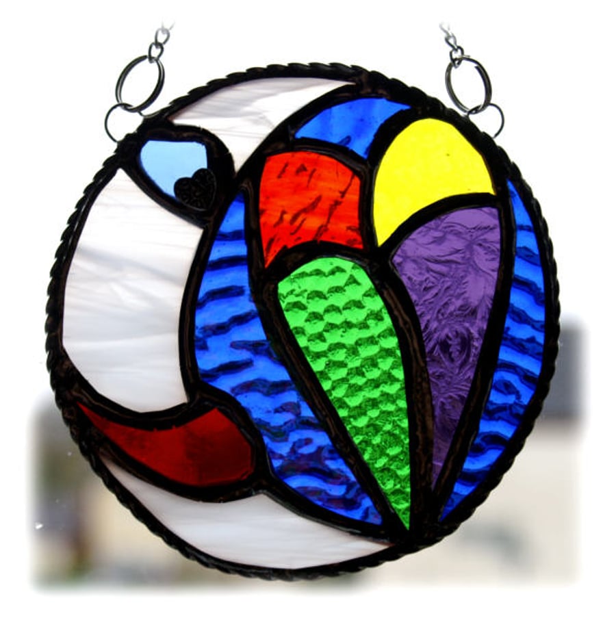 I love the Moon. Stained Glass Suncatcher Rainbow 