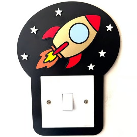 Rocket ship in outer space - kids bedroom light switch surround  - nursery decor