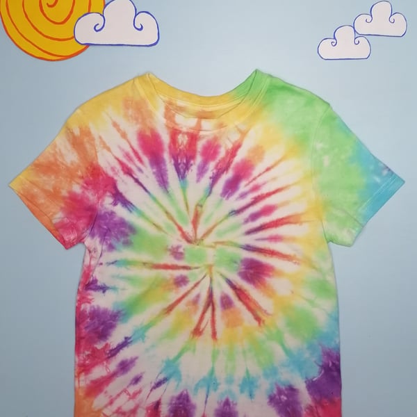 Kids Rainbow Tie Dye T-shirt  age 7-8