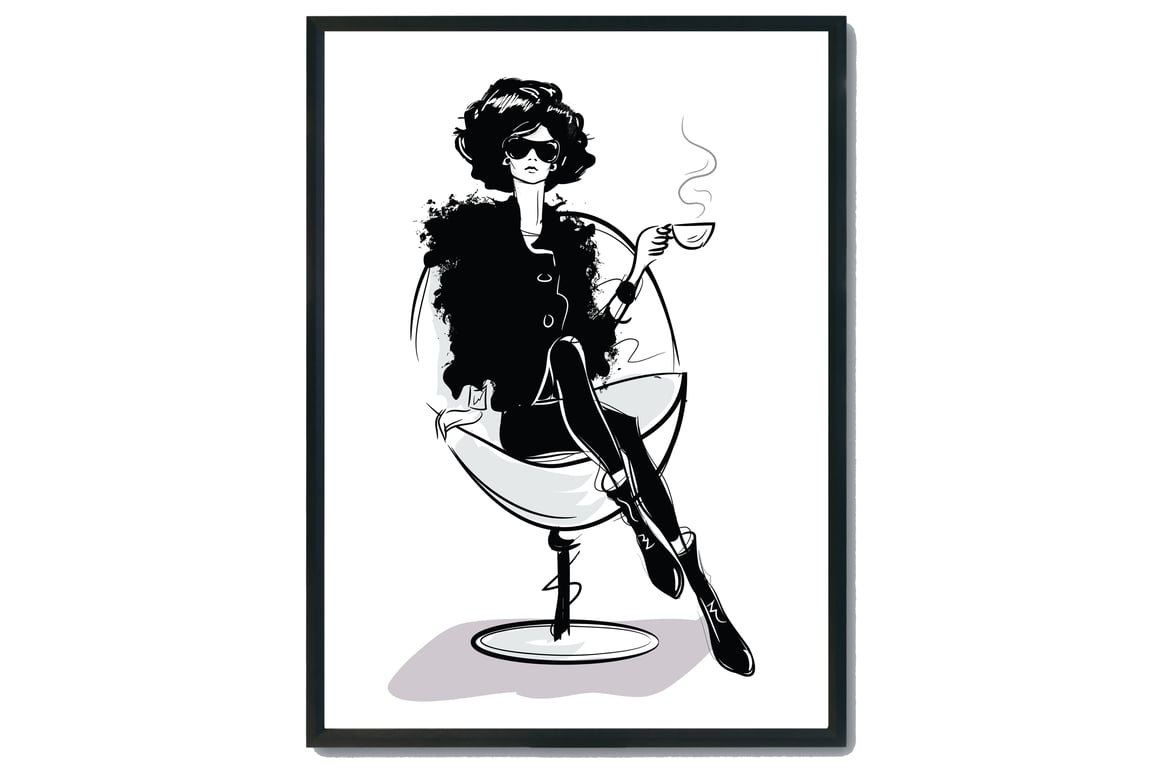 Fashion illustration wall print, Female silhouette fashion decor, gift