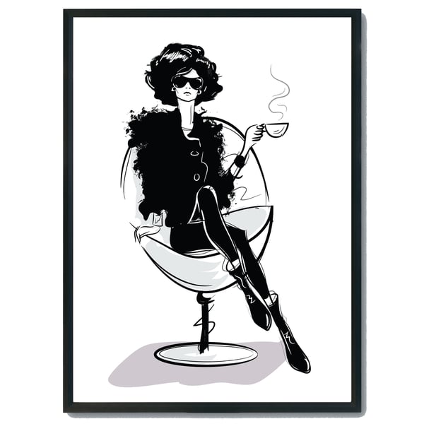 Fashion illustration wall print, Female silhouette fashion decor, gift