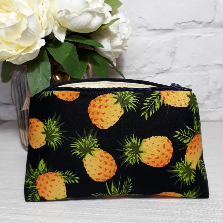 Pineapple  Make Up Bag, Cosmetic Bag, Makeup Pouch, Fabric Bag
