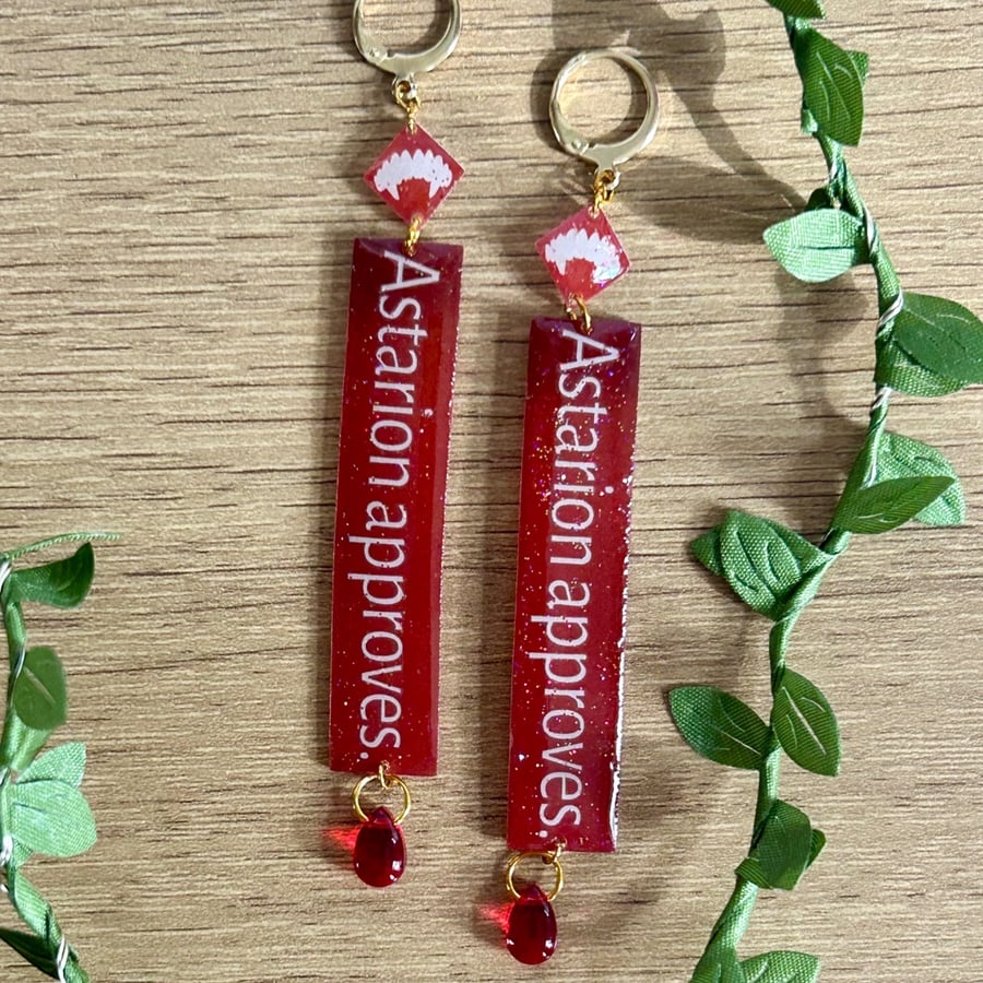 Astarion Approves Vampire Companion Earrings - Glitter Hoop Gamer Dangle