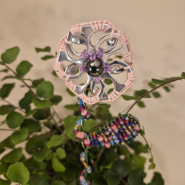 Pink, silver & purple flower plant companion perfect for pot plants