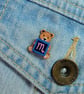 Scorpio Bear Pin, Handmade Tiny Star Sign Wooden Teddy Badge - Image 3