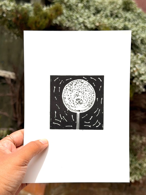 'Dandelion Seed II' A5 Graphic Linocut Print on Fine Art Printmaking Paper