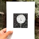 'Dandelion Seed II' A5 Graphic Linocut Print on Fine Art Printmaking Paper